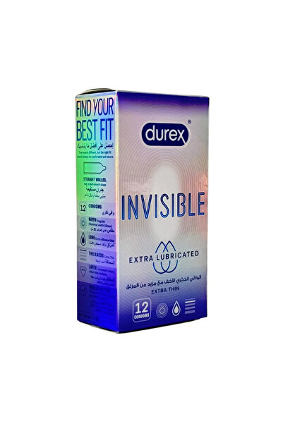 Durex واقيات ذكرية رقيقة للغاية غير مرئية ومزلقة للغاية للرجال - 12 قطعة