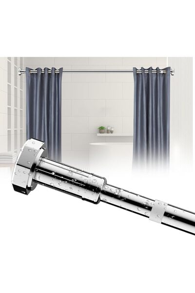 RAWAID قضيب ستارة حمام قابل للتعديل من 90 سم إلى 160 سم، قضيب ستارة تلسكوبي م...