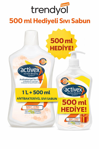 Activex Sıvı Sabun Avantajlı Paket1 lt + 500 ml Hediyeli