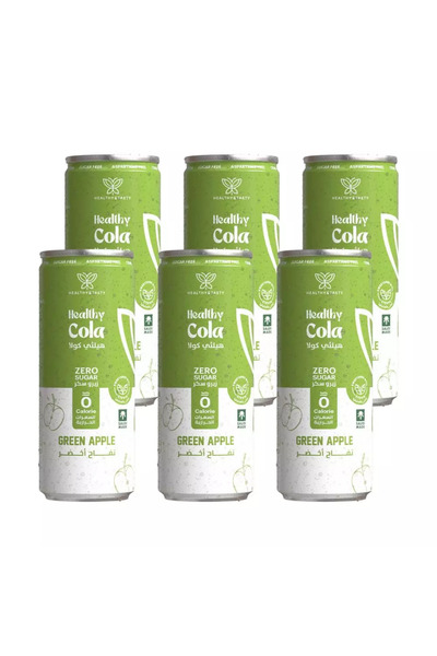 healthy cola Zero Sugar Green Apple Flavored Carbonated Soft Drink- 6X250ml