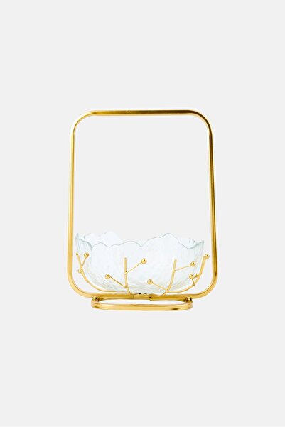 Catherine Malandrino Decorative Glass Bowl With Handle Frame, Multicolor