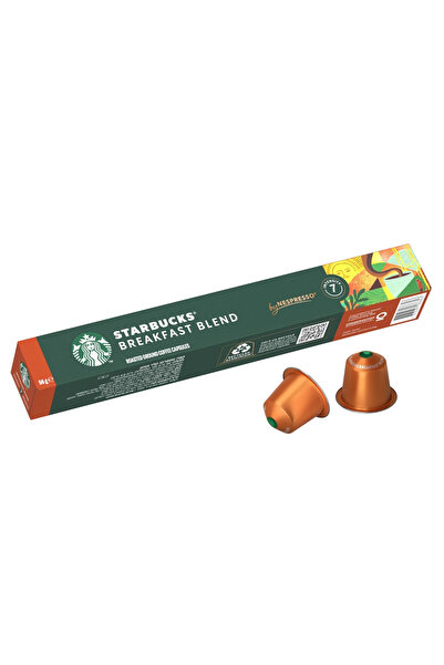 Starbucks كبسولات قهوة نسبريسو المحمصة والمطحونة بنكهة الإفطار، بتركيز 7-10 قطع