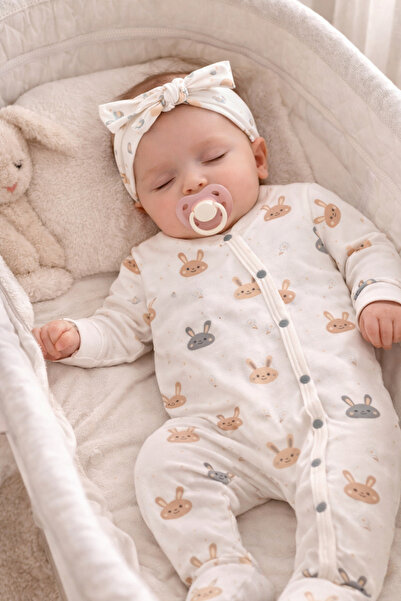 Atlas Baby House بدلة لحديثي الولادة مع شكل أرنب عضوي وباندانا وحذاء للأطفال ...