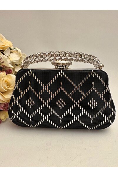 Ceylan Abiye Çanta - Siyah Tel Kırma El İşlemeli Abiye Çanta
