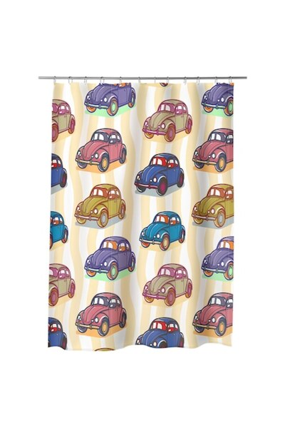 OEM Perdea de duș pentru baie Art Kids Mașini de epocă, multicoloră, decorați...