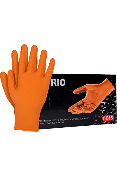 Reis Mănuși de nitril pentru mecanici, Reis, cu textură diamantată, portocali...