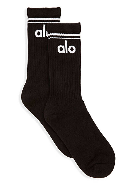 Alo Black, pure cotton, striped, high-top stockings