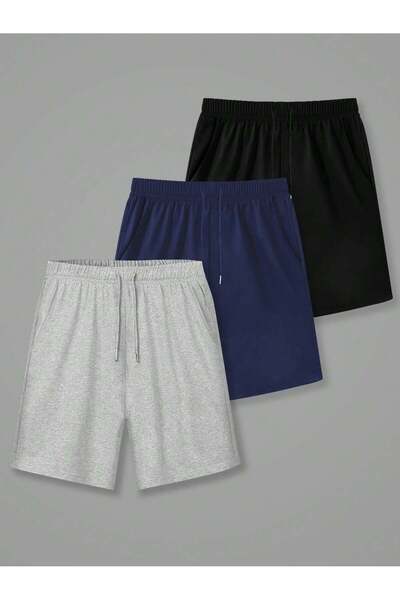 MONFİ Advantageous 3-Pack Combed Cotton Men's Shorts