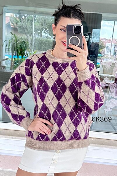 İnce Topuk Baklava Patterned Knitwear Blouse 6K369