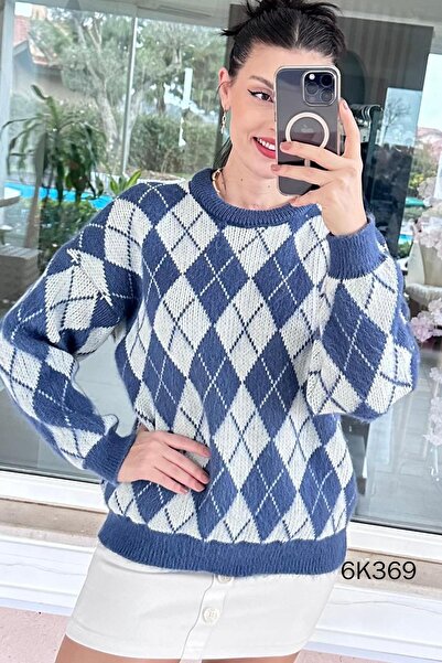 İnce Topuk Baklava Patterned Knitwear Blouse 6K369