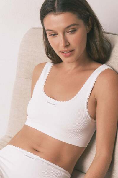 Women'secret White seamless ribbed top