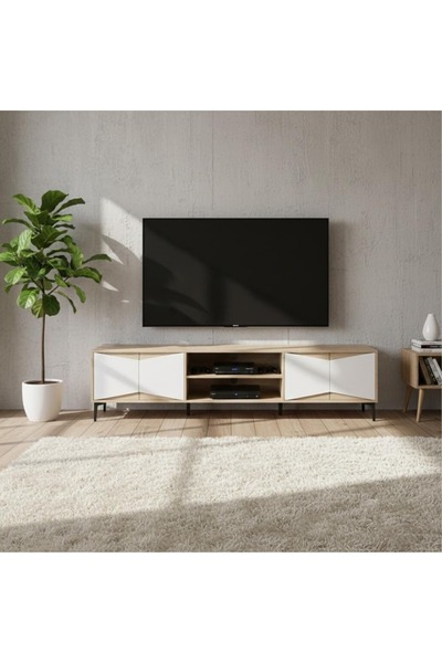 DEC33 طاولة تلفاز بتصميم عصري ومساحات تخزين ذكية180سم