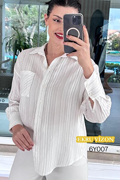 İnce Topuk Jacquard Striped Shirt 6Y007