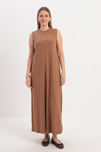 ALLDAY Визон - Великий розмір Бавовняна сукня з ліфом без рукавів та лікрами