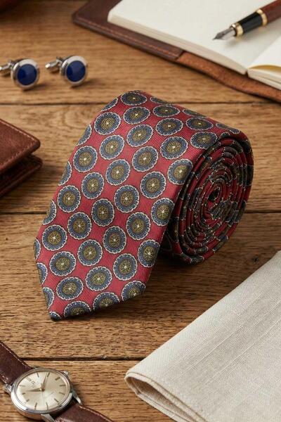 Kravatkolik Arbostra Style Bordo Motif Desen İtalyan İpek Kravat İK2224