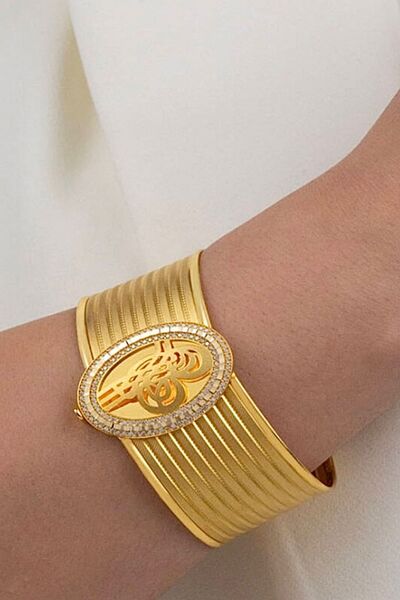 Çgk Çiğdem Gürel Kuyumculuk Tuğralı Hasır Model Altın Kelepçe Bilezik