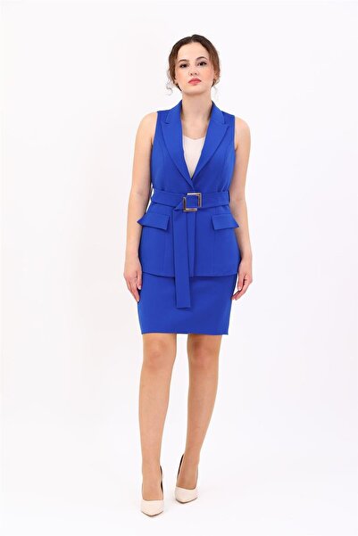 ÖNDER ÖZSOY Men's Collared Vest with Belt Slit & Mini Slit Short Tight Skirt ...