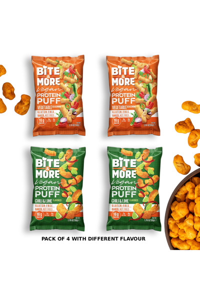 bite & more رايت بايت، رقائق بروتين نباتية بنكهة الخضار والليمون الحار (2 خضا...