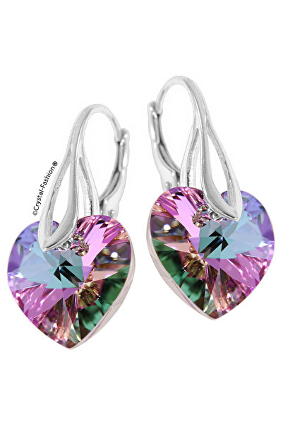 Crystal-Fashion® Silver Earrings Heart Pancake