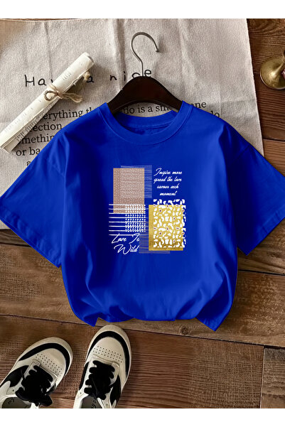 caddekombin Дамска тениска Love Wilt Printed Basic Saks Blue