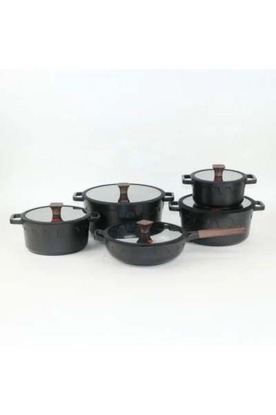 TULIN Black granite cookware set - 10 pieces