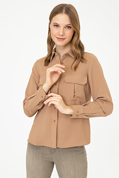 U.S. Polo Assn. Women's Camel Long Sleeve Shirt 50237874-Vr015