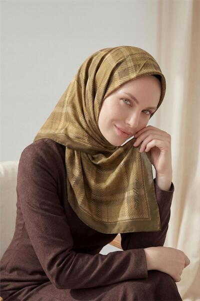 Silk Home Viscose Velora Scarf Four Seasons Plaid Pattern Mustard 90X90