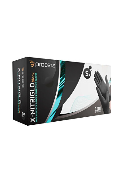 Procera Mănuși negre nesterile din nitril, fără pudră, de unică folosință, X-...