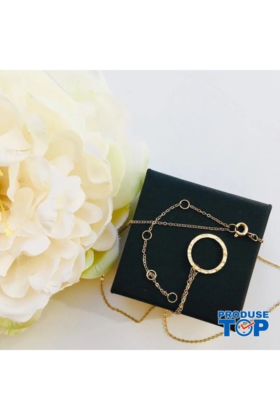 Produse.Top Women's Gold Plated Choker Necklace with Circle Pendant