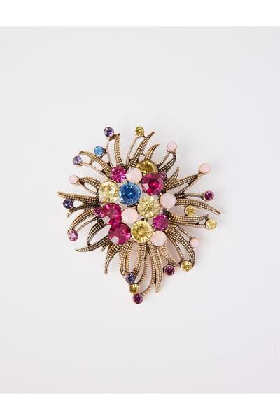 Jimmy Key Karışık Renkli Taş Detaylı Broş