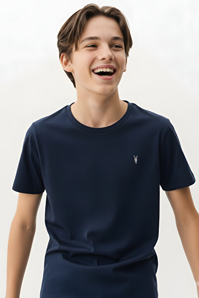 Kozik Tricou cu mânecă scurtă brodat guler rotund pentru băieți KZK001