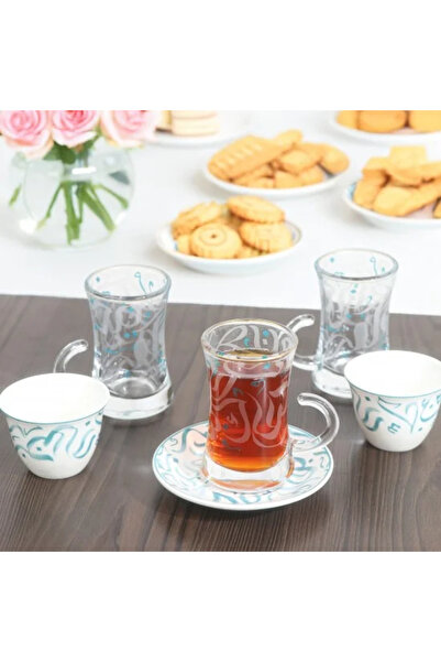 TULIN طقم فناجين قهوة وشاي مكون من 36 قطعة محفور عليها حروف عربية