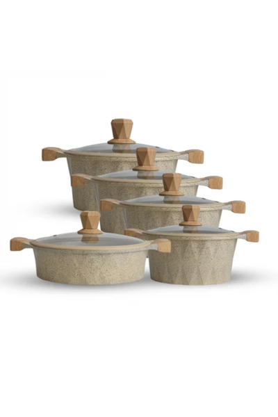 TULIN 10 pieces granite cookware set with glass lid