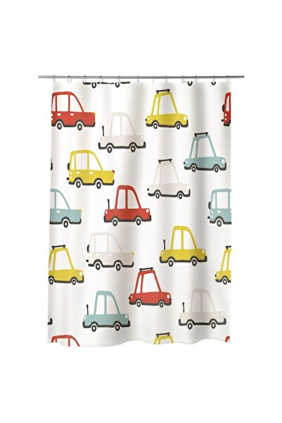 OEM Perdea de duș, perdea de cadă pentru baie, artă pentru copii, mașini pe d...