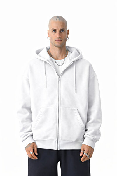 YAKAMEL Erkek Basic Unisex Tam Fermuar Sweatshirt Hırka