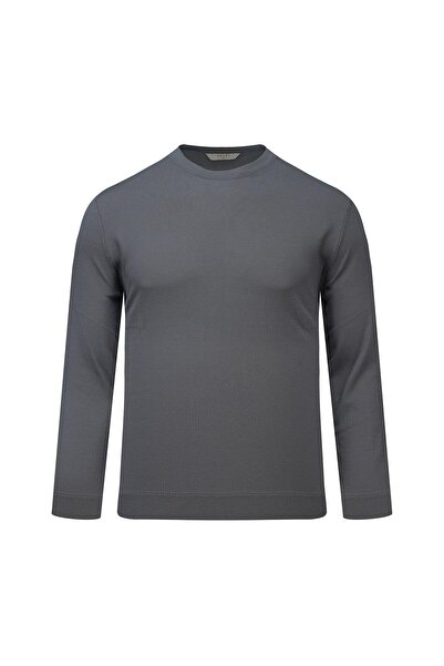 Hatemoğlu Anthracite Regular Fit Crew Neck Rayon Sweater