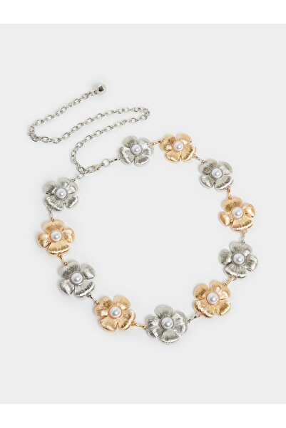 Styli حزام سلسلة زهرية من الذهب والفضة