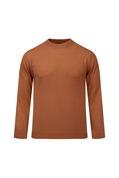 Hatemoğlu Pulover din lână Kiremit, cu croială normală și guler semi-înalt