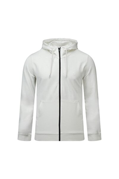 Hatemoğlu Λευκό βαμβακερό φούτερ με κουκούλα κανονικής εφαρμογής