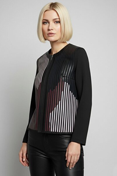 Deriderim جلد مخطط باللون الأحمر الداكن والأبيض والأسود على قماش تول لونا مطب...