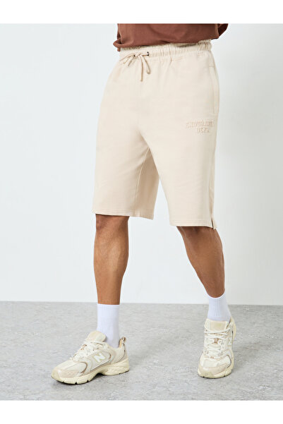 Styli Men Beige Athleisure Training Terry Shorts