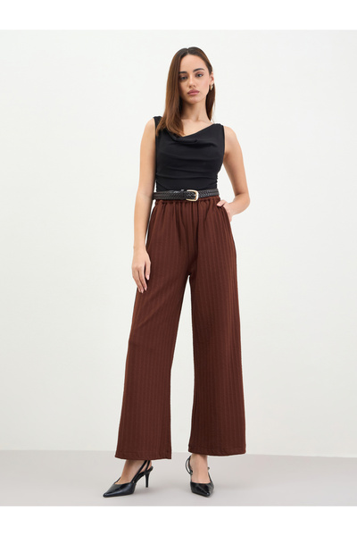 Styli Women Coffee Brown Wide Leg Trousers