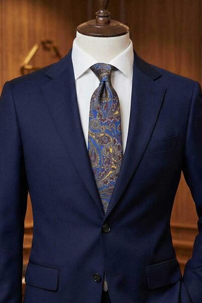 Kravatkolik Baveno Style Çok Renkli Şal Desen İtalyan İpek Kravat İK2245