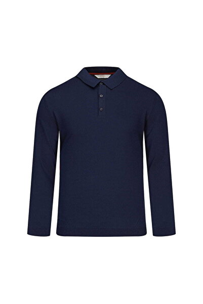 Hatemoğlu Pulover din raion, albastru marin, cu guler polo, croială regulară