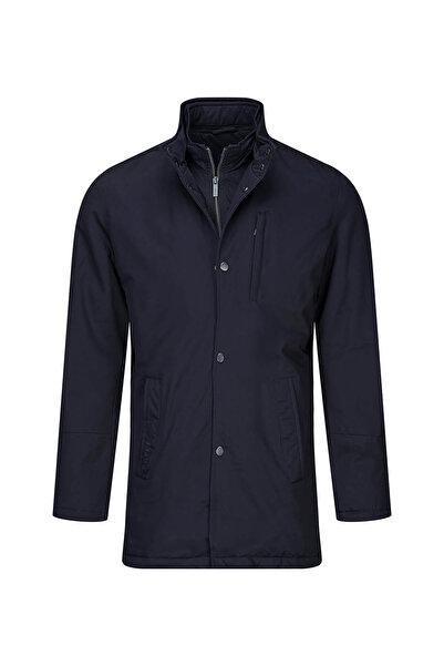 Hatemoğlu Lacivert Slim Fit Hakim Yaka 100% Pamuk Pardösü