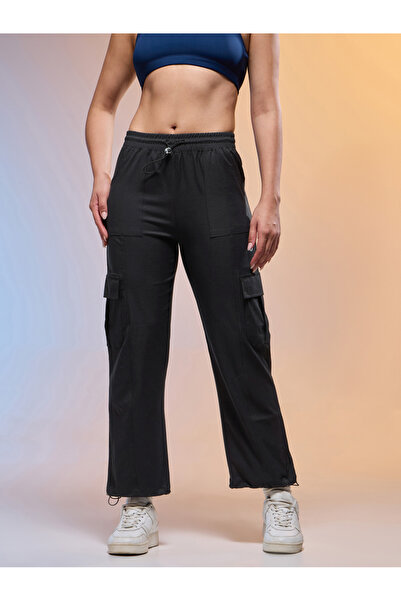 Technosport By Styli Women Solid Slim Fit Sports Cargo Track Pants