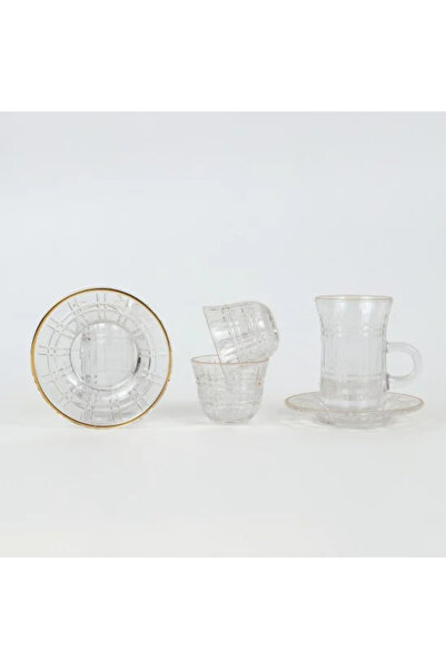 TULIN طقم فاخر للشاي والقهوة من الزجاج المزخرف مكون من 36 قطعة