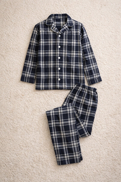 zahider Момчешки памучен комплект пижама от велур с копчета (моля, изберете е...