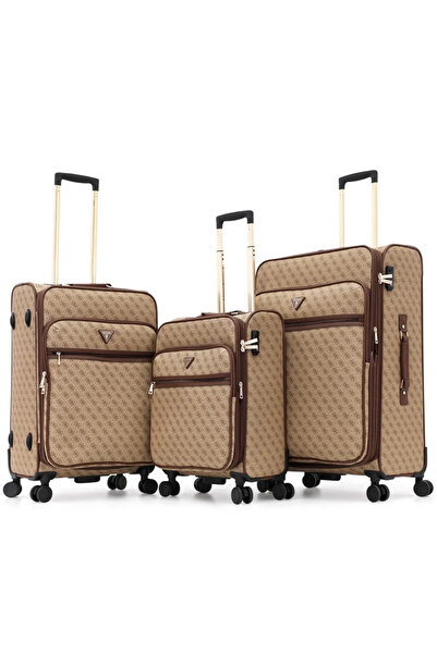 Guess Softside Double Spinner Luggage Set - 3 Piece Expandable Suitcases