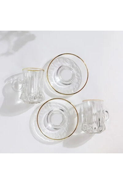 TULIN 12-piece glass tea set with gold rims